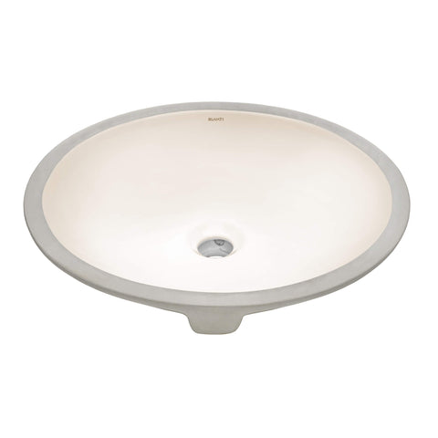 Main Image of Ruvati Krona 16 x 13 inch Undermount Bathroom Sink Biscuit Oval Porcelain Ceramic with Overflow, RVB0618BC