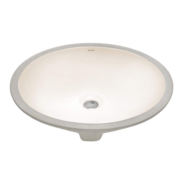 Ruvati Krona 16 x 13 inch Undermount Bathroom Sink Biscuit Oval Porcelain Ceramic with Overflow, RVB0618BC
