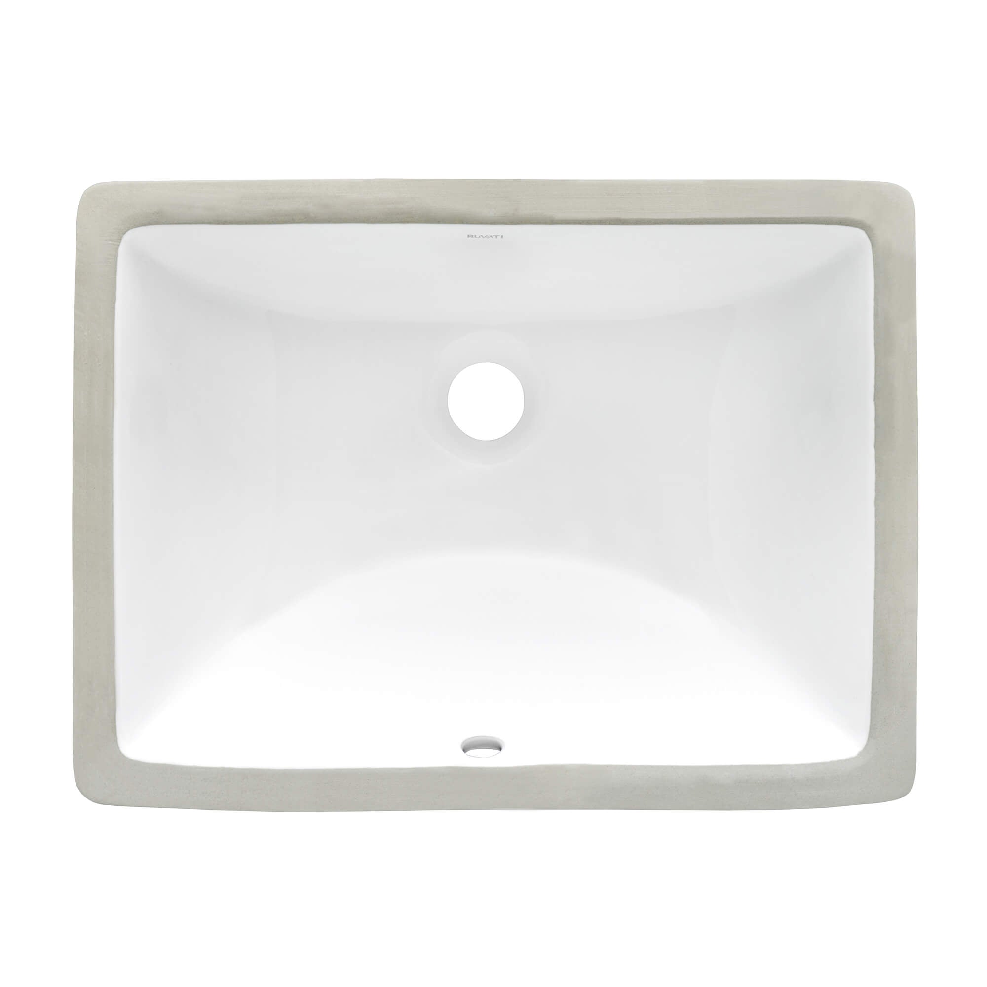 Alternative View of Ruvati Krona 19" Rectangle Undermount Porcelain Bathroom Vanity Sink with Overflow, White, RVB0718