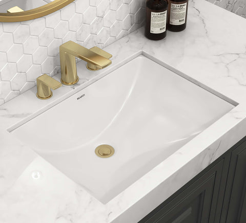 Main Image of Ruvati Krona 19" Rectangle Undermount Porcelain Bathroom Vanity Sink with Overflow, White, RVB0718