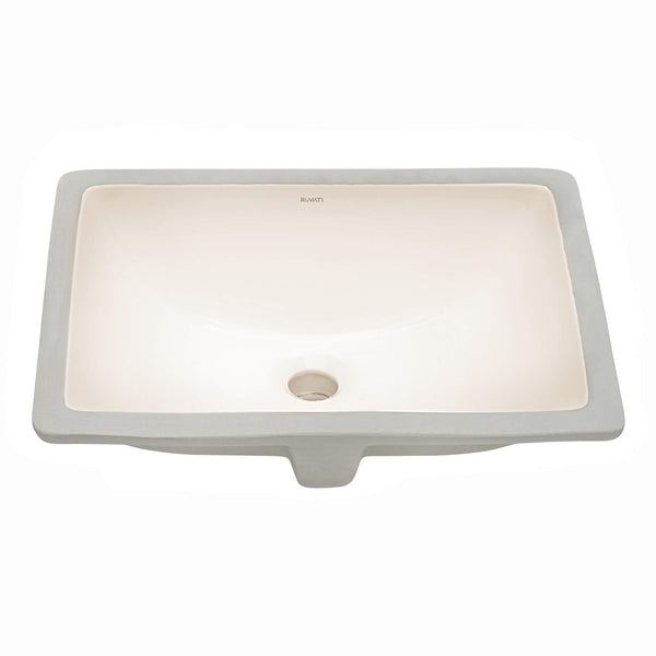 Main Image of Ruvati Krona 17 x 12 inch Undermount Bathroom Vanity Sink Biscuit Rectangular Porcelain Ceramic with Overflow, RVB0718BC