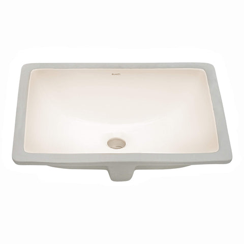Ruvati Krona 17 x 12 inch Undermount Bathroom Vanity Sink Biscuit Rectangular Porcelain Ceramic with Overflow, RVB0718BC