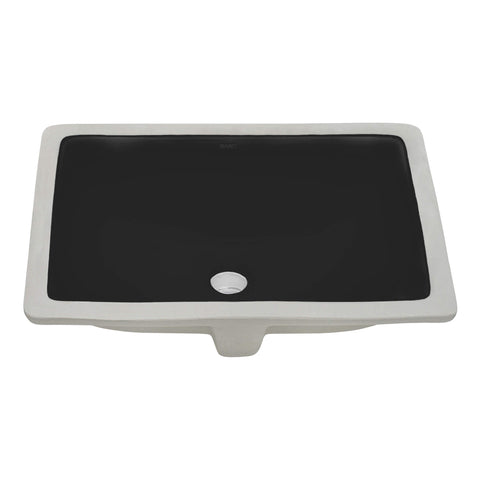 Main Image of Ruvati Krona 17 x 12 inch Undermount Bathroom Vanity Sink Black Rectangular Porcelain Ceramic with Overflow, RVB0718BK