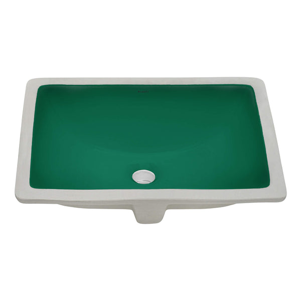 Main Image of Ruvati Krona 18 x 13 inch Undermount Bathroom Sink Emerald Green Rectangular Porcelain Ceramic with Overflow, RVB0720EG