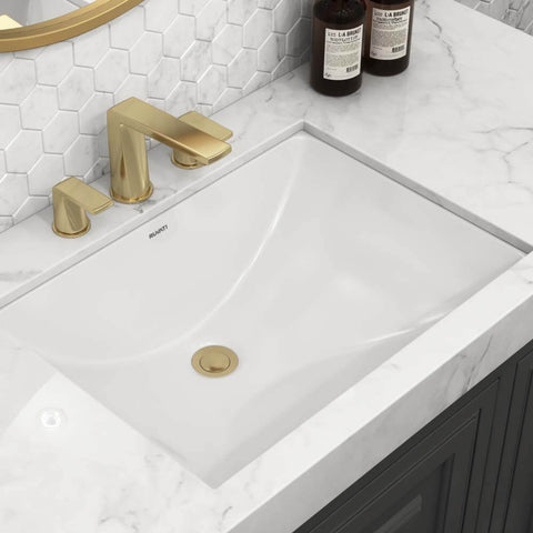 Main Image of Ruvati Krona 21" Rectangle Undermount Porcelain Bathroom Sink with Overflow, White, RVB0720