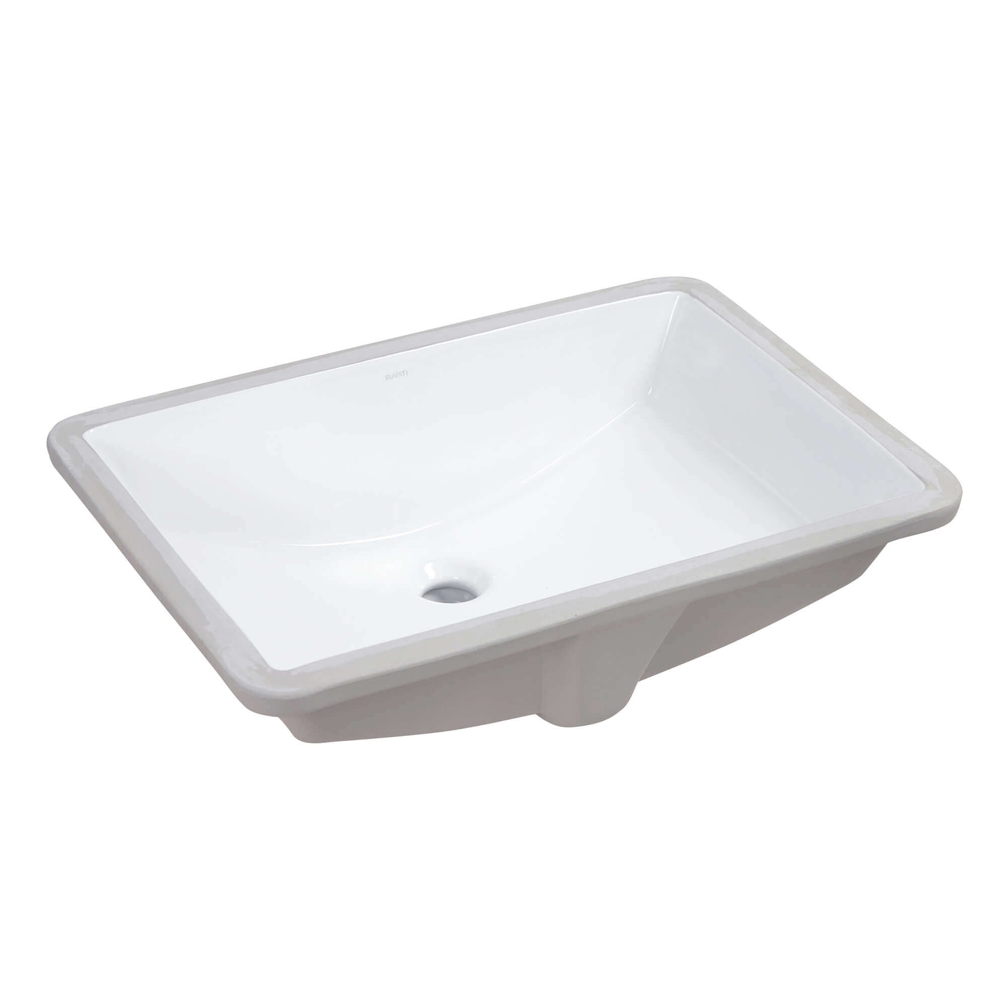 Ruvati Krona 23" Rectangle Undermount Porcelain Bathroom Sink, White, RVB0723 Product Image