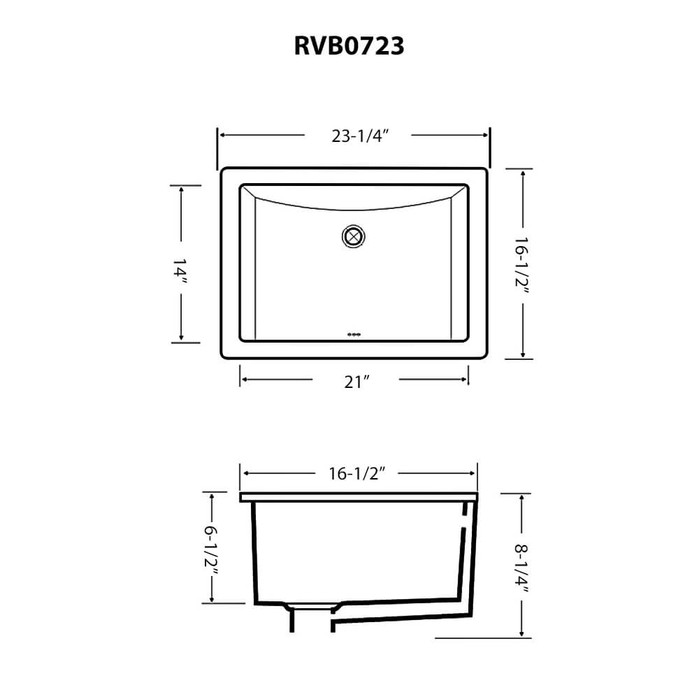 Ruvati Krona 23" Rectangle Undermount Porcelain Bathroom Sink, White, RVB0723 Product Image