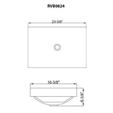 Dimensions Image for Ruvati Volara 23 x 16 inch Semi-Recessed Drop-in Topmount Bathroom Sink Rectangular Porcelain Ceramic White, RVB0824WH