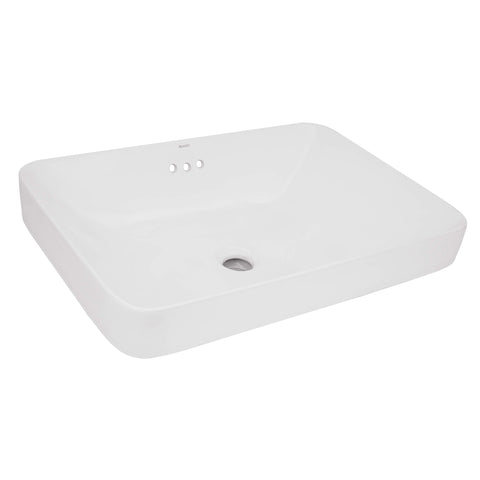 Ruvati Volara 23 x 16 inch Semi-Recessed Drop-in Topmount Bathroom Sink Rectangular Porcelain Ceramic White, RVB0824WH