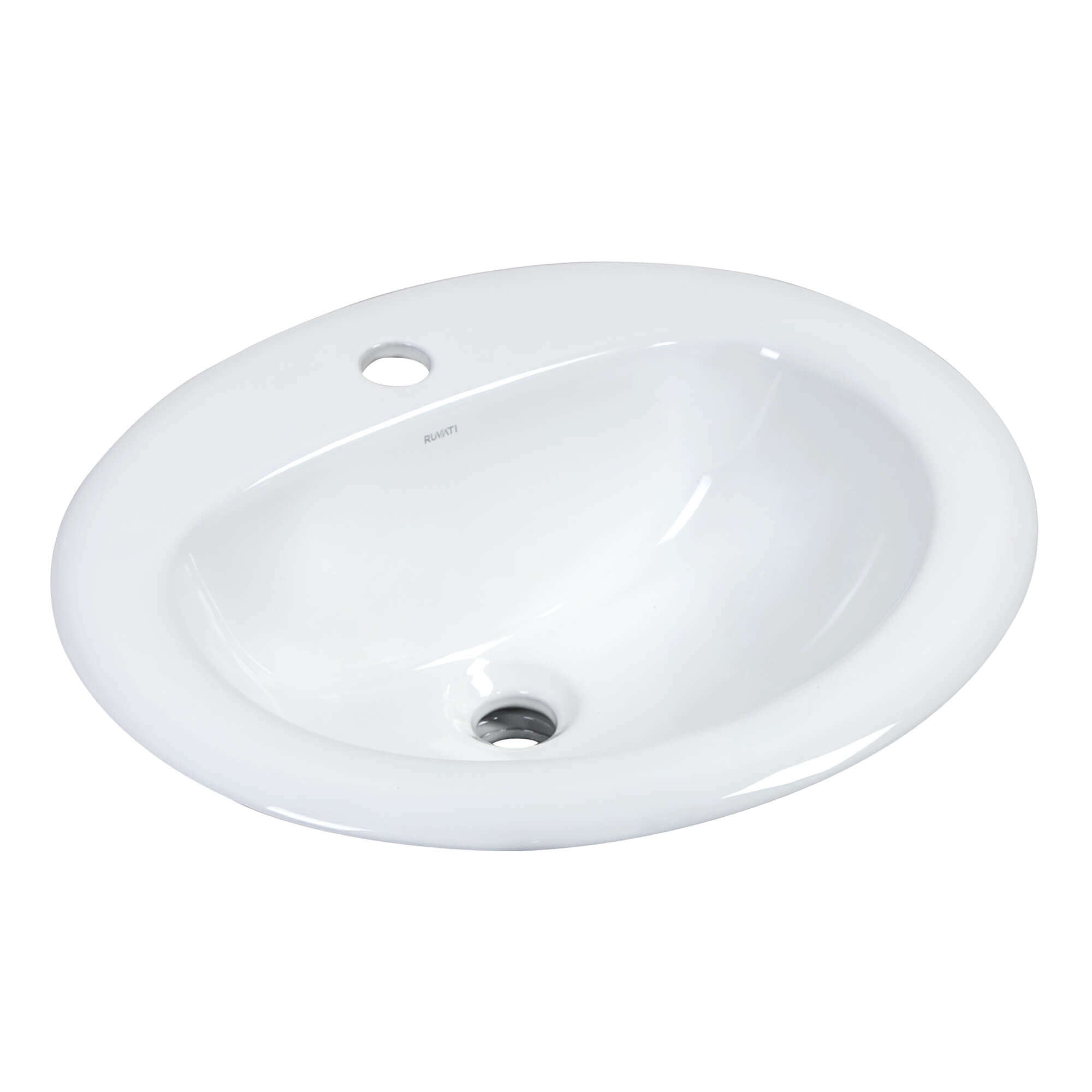 Ruvati Kyros 21" Oval Drop In Porcelain Bathroom Sink, White, RVB0861 Product Image