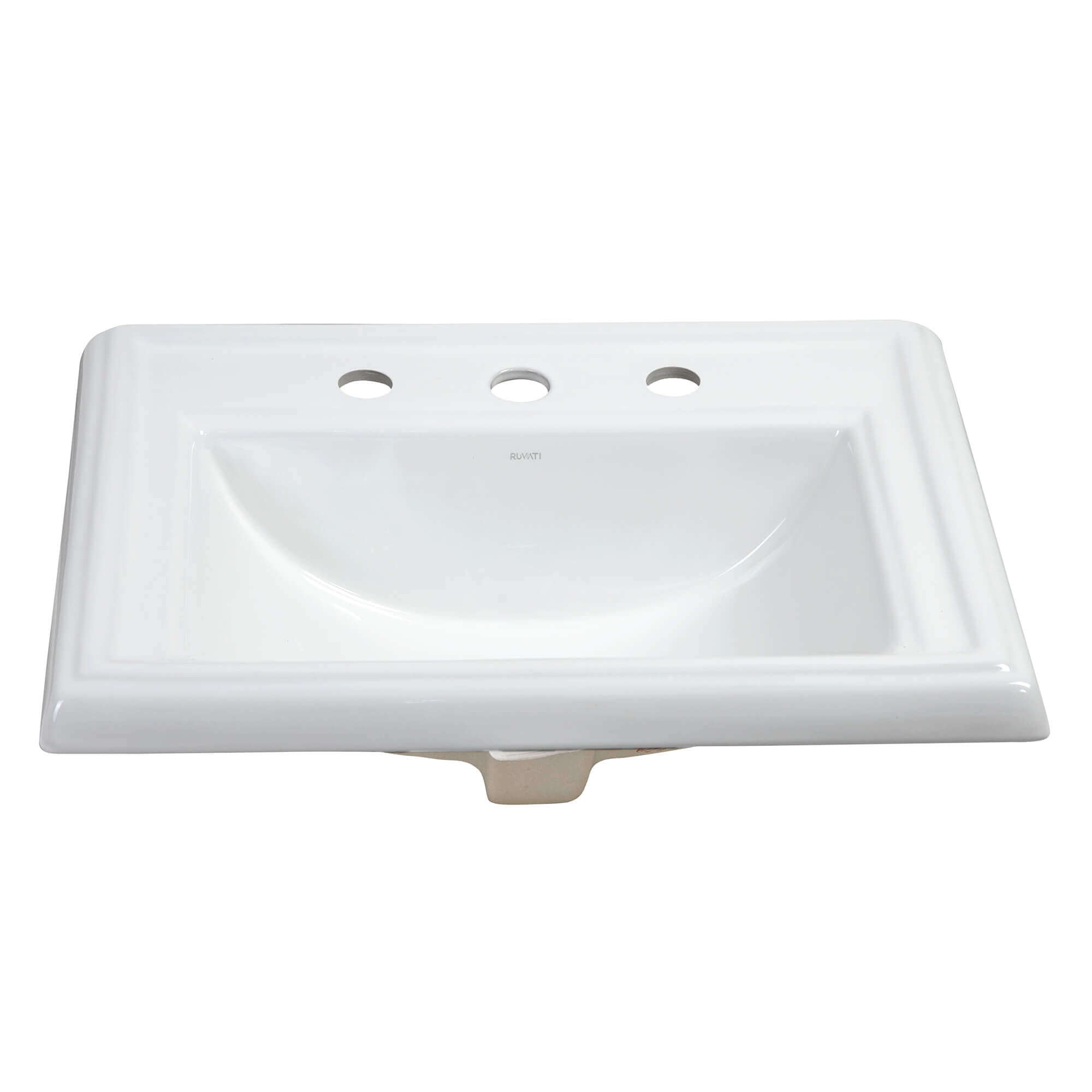 Ruvati Kyros 23" Rectangle Drop In Porcelain Bathroom Sink, White, RVB0873 Product Image