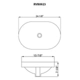 Dimensions Image for Ruvati Volara 24 x 16 inch Semi-Recessed Drop-in Topmount Bathroom Sink Rectangular Ceramic with Overflow White, Porcelain, RVB0923WH