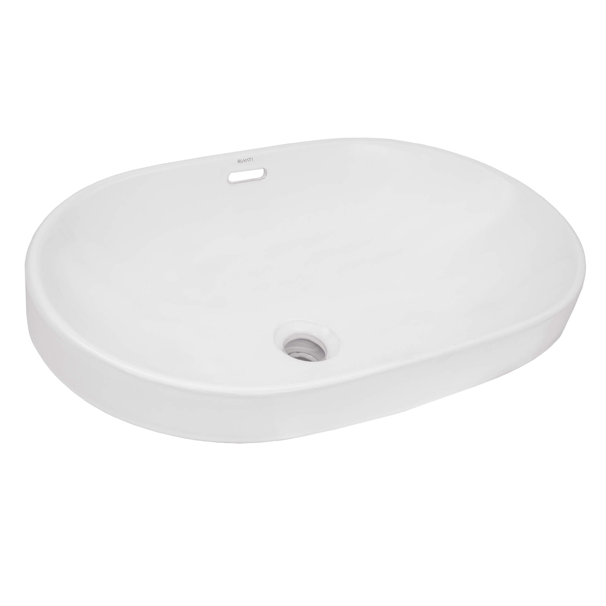 Main Image of Ruvati Volara 24 x 16 inch Semi-Recessed Drop-in Topmount Bathroom Sink Rectangular Ceramic with Overflow White, Porcelain, RVB0923WH