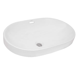 Alternate Image for Ruvati Volara 24 x 16 inch Semi-Recessed Drop-in Topmount Bathroom Sink Rectangular Ceramic with Overflow White, Porcelain, RVB0923WH