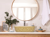 Alternative View of Ruvati Pietra 15" Decorative Rectangle Vessel Porcelain Above Vanity Counter Bathroom Sink, Gold / White, RVB1515WG4