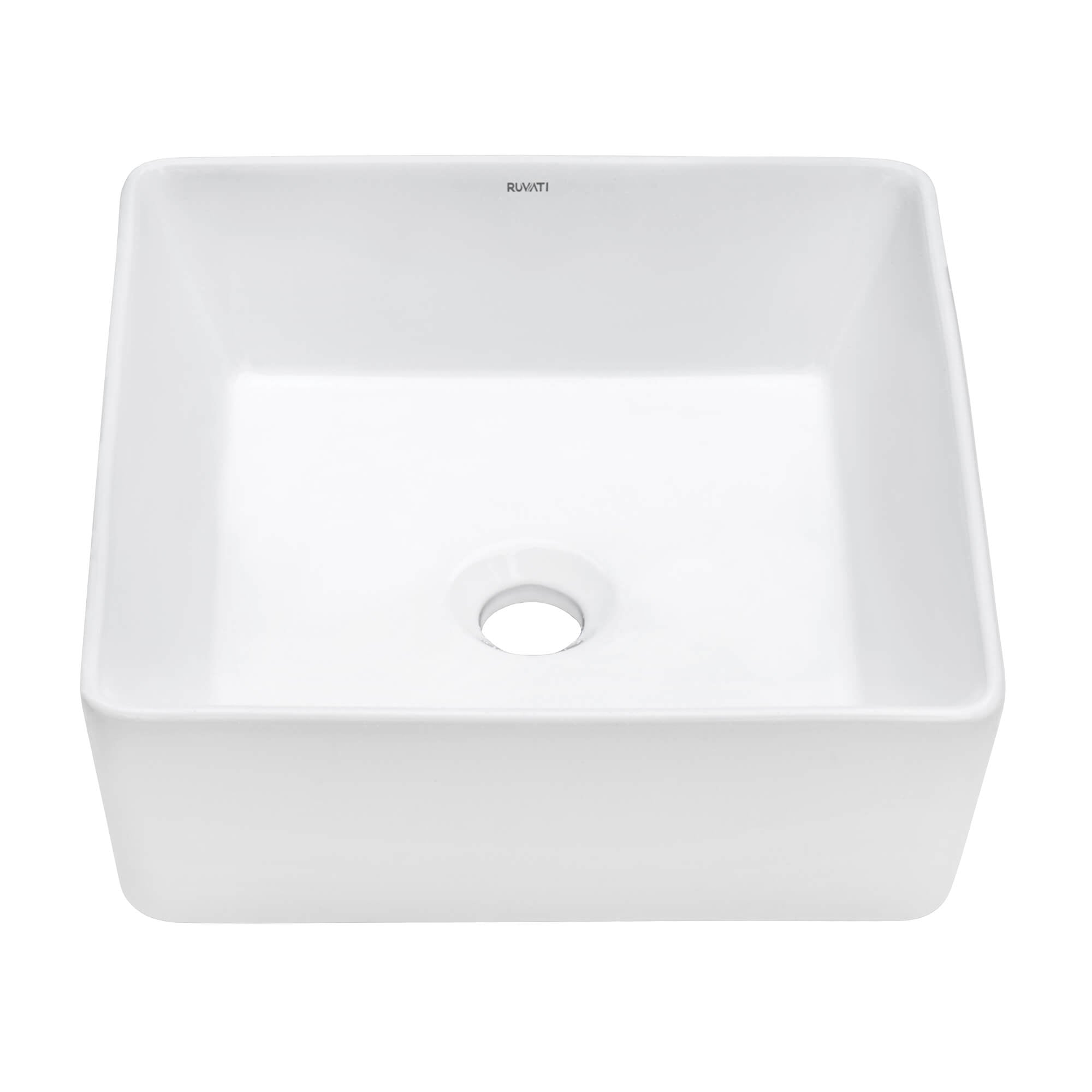 Alternative View of Ruvati Vista 16" Square Vessel Porcelain Above Counter Bathroom Sink, White, RVB1616