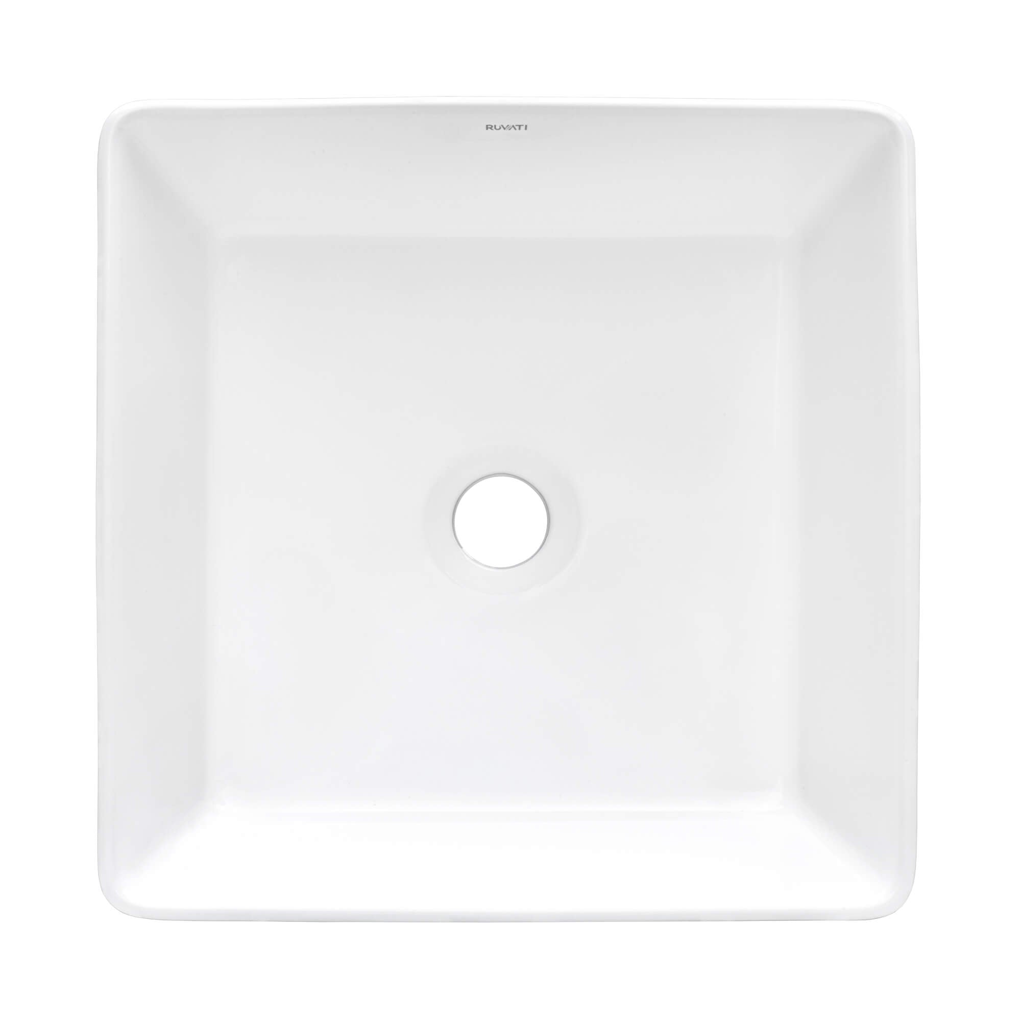 Alternative View of Ruvati Vista 16" Square Vessel Porcelain Above Counter Bathroom Sink, White, RVB1616