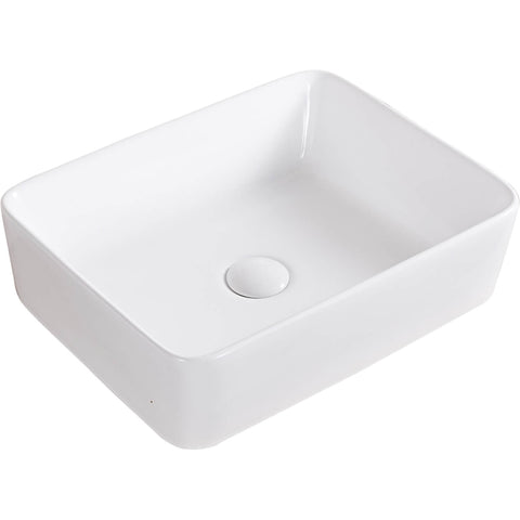 Main Image of Ruvati Vista 19" Rectangle Vessel Porcelain Above Vanity Counter Bathroom Sink, White, RVB1915