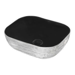 Alternate Image for Ruvati Pietra 20" Decorative Rectangle Vessel Porcelain Above Vanity Counter Bathroom Sink, Silver / Black, RVB2016BS