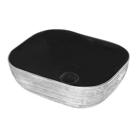 Main Image of Ruvati Pietra 20" Decorative Rectangle Vessel Porcelain Above Vanity Counter Bathroom Sink, Silver / Black, RVB2016BS