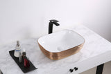 Main Image of Ruvati Pietra 20" Decorative Rectangle Vessel Porcelain Above Vanity Counter Bathroom Sink, Rose Gold / White, RVB2016WR