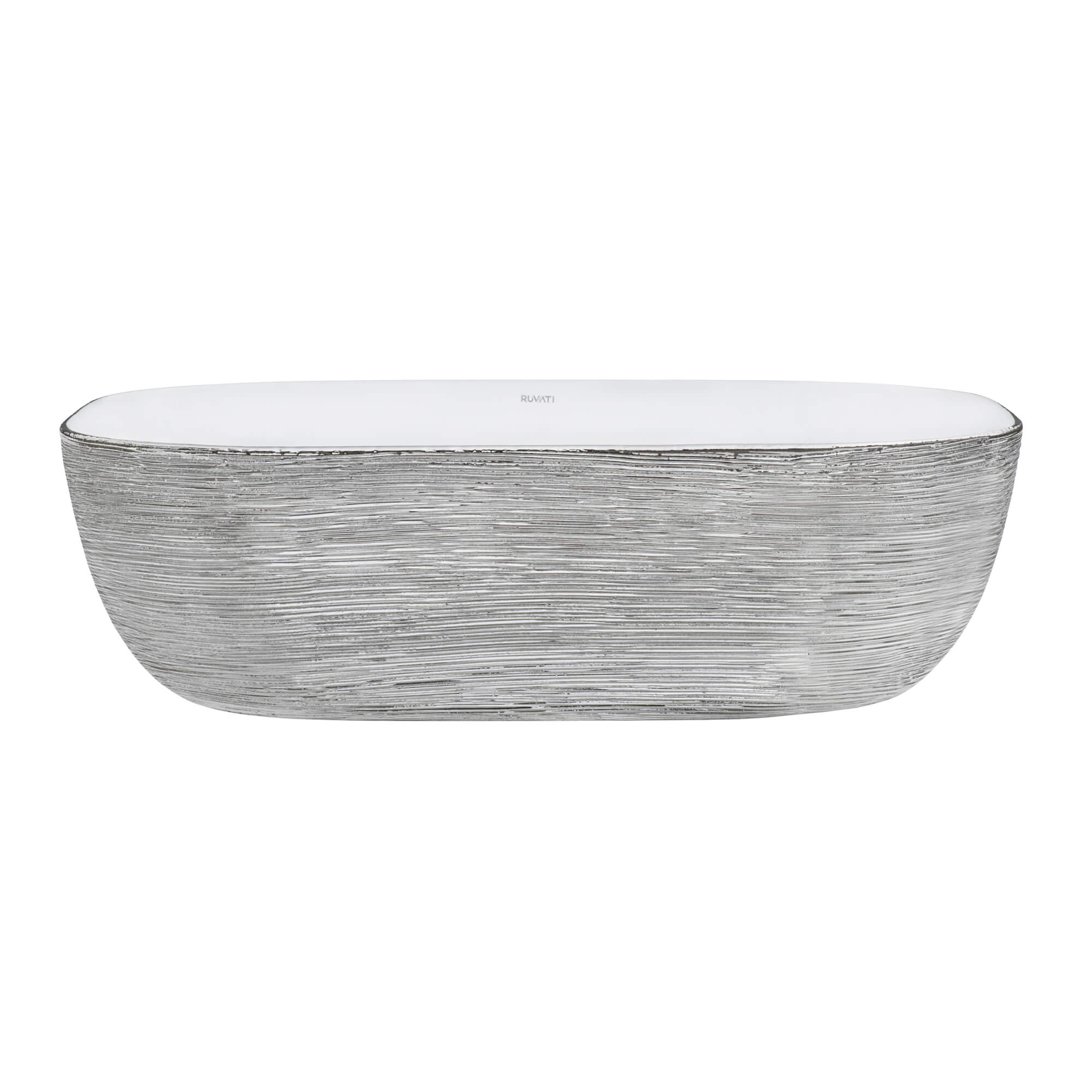 Alternative View of Ruvati Pietra 20" Decorative Rectangle Vessel Porcelain Above Vanity Counter Bathroom Sink, Silver / White, RVB2016WS