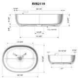 Dimensions Image for Ruvati Canali 19-inch Pacific Blue epiStone Solid Surface Modern Bathroom Vessel Sink, RVB2119LE