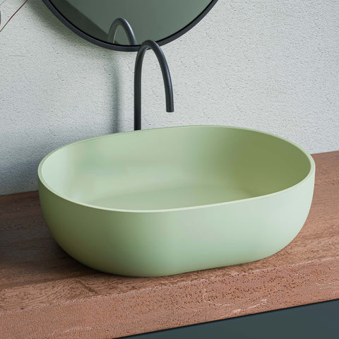 Ruvati Canali 19-inch Avocado Lime Green epiStone Solid Surface Bathroom Vessel Sink, RVB2119GN