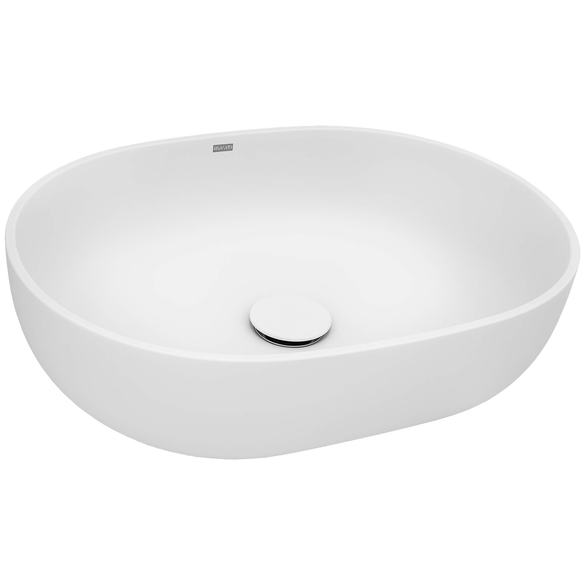 Alternative View of Ruvati Canali 19-inch Matte White epiStone Solid Surface Modern Bathroom Vessel Sink, RVB2119WH
