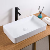 Main Image of Ruvati Vista 24" Rectangle Vessel Porcelain Above Counter Bathroom Sink, White, RVB2416