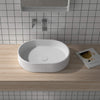 Ruvati Cordona 19 x 14 inch Fluted Vessel Bathroom Sink epiStone Solid Surface Modern Oval Matte White, RVB2819WH