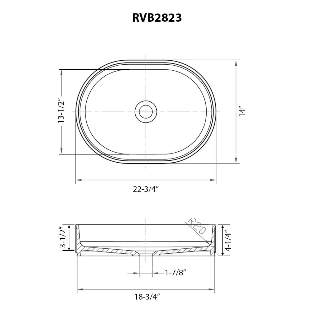 Ruvati Cordona 23" Oval Vessel Solid Surface Bathroom Sink, Matte White, RVB2823WH Product Image
