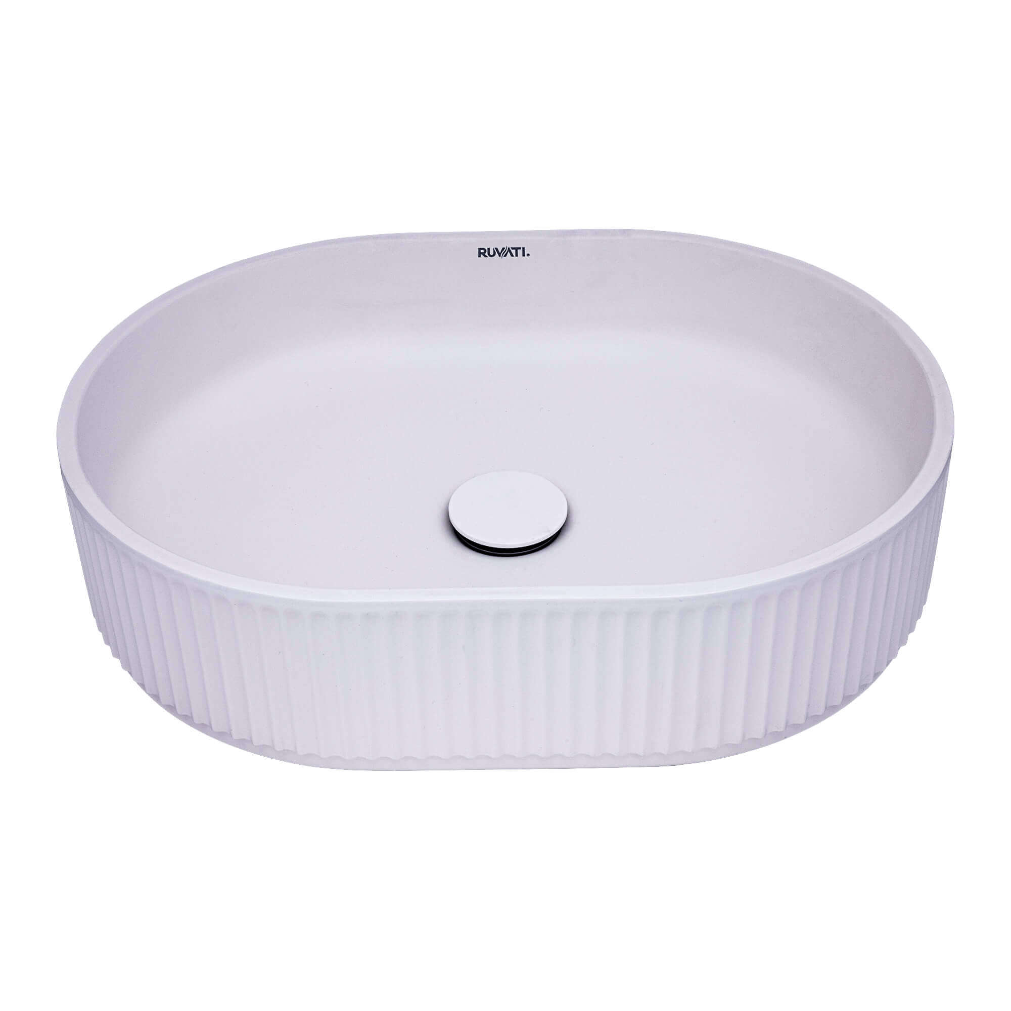 Ruvati Cordona 23" Oval Vessel Solid Surface Bathroom Sink, Matte White, RVB2823WH Product Image