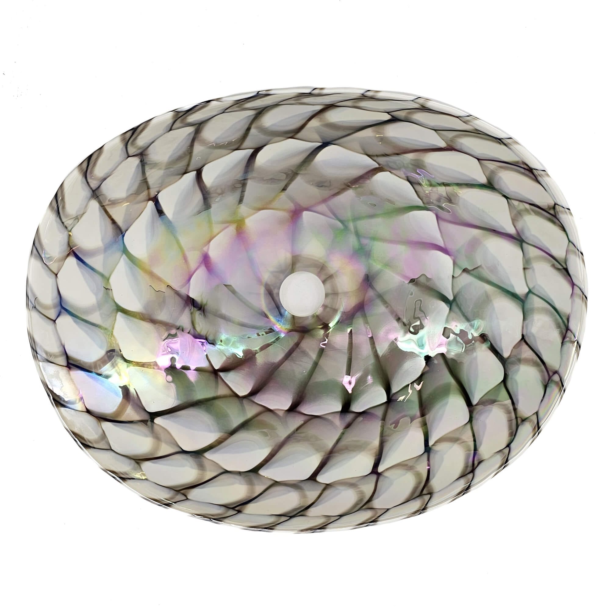 Alternative View of Ruvati 19 inch Murano Glass Art Vessel Seashell Decorative Pattern Bathroom Sink, Nautilus Brown, RVB3022