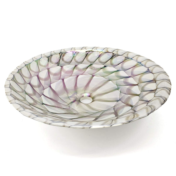 Ruvati 20 inch Murano Glass Art Drop In Round Decorative Pattern Bathroom Sink, Nautilus Brown, RVB3026