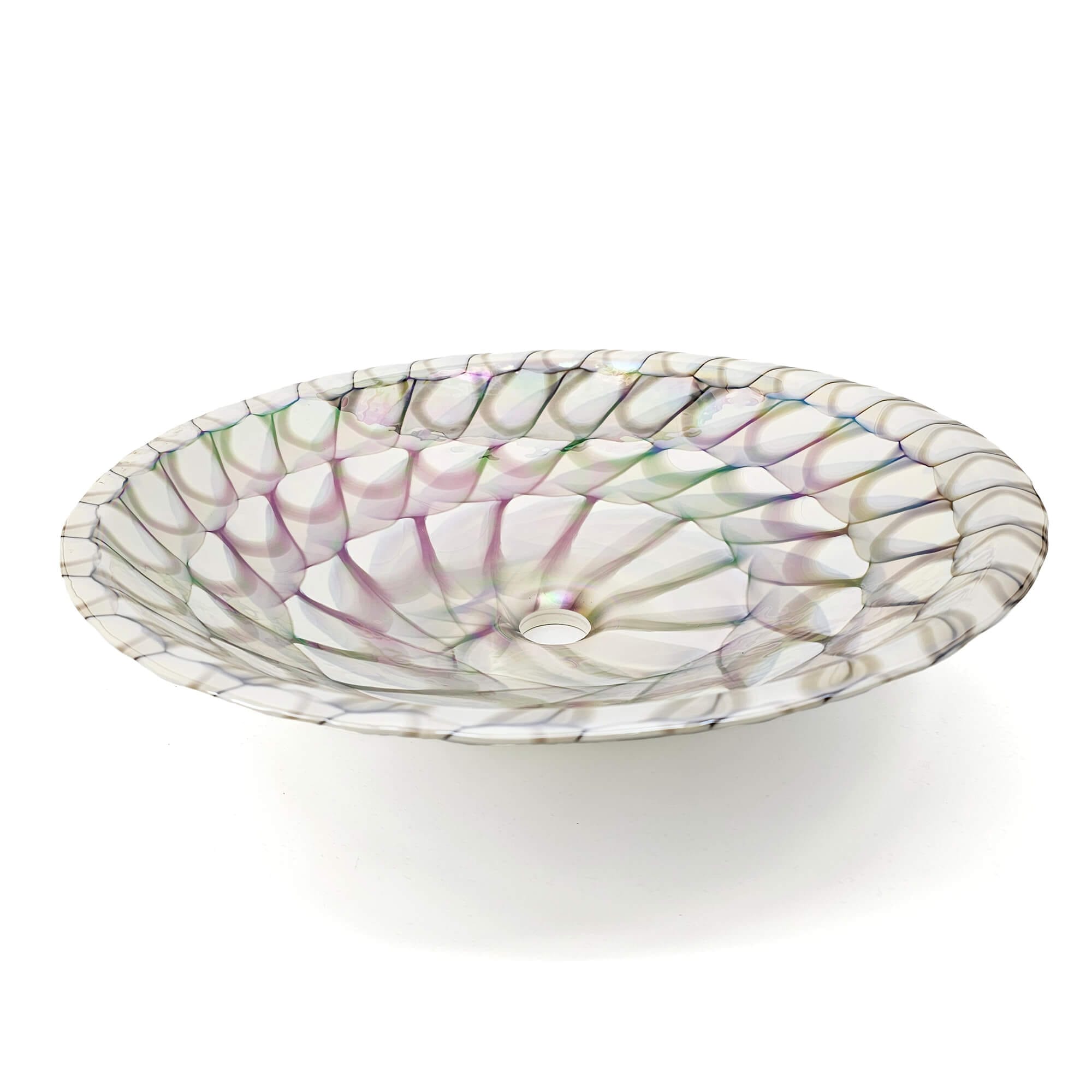 Alternative View of Ruvati 20 inch Murano Glass Art Drop In Round Decorative Pattern Bathroom Sink, Nautilus Brown, RVB3026