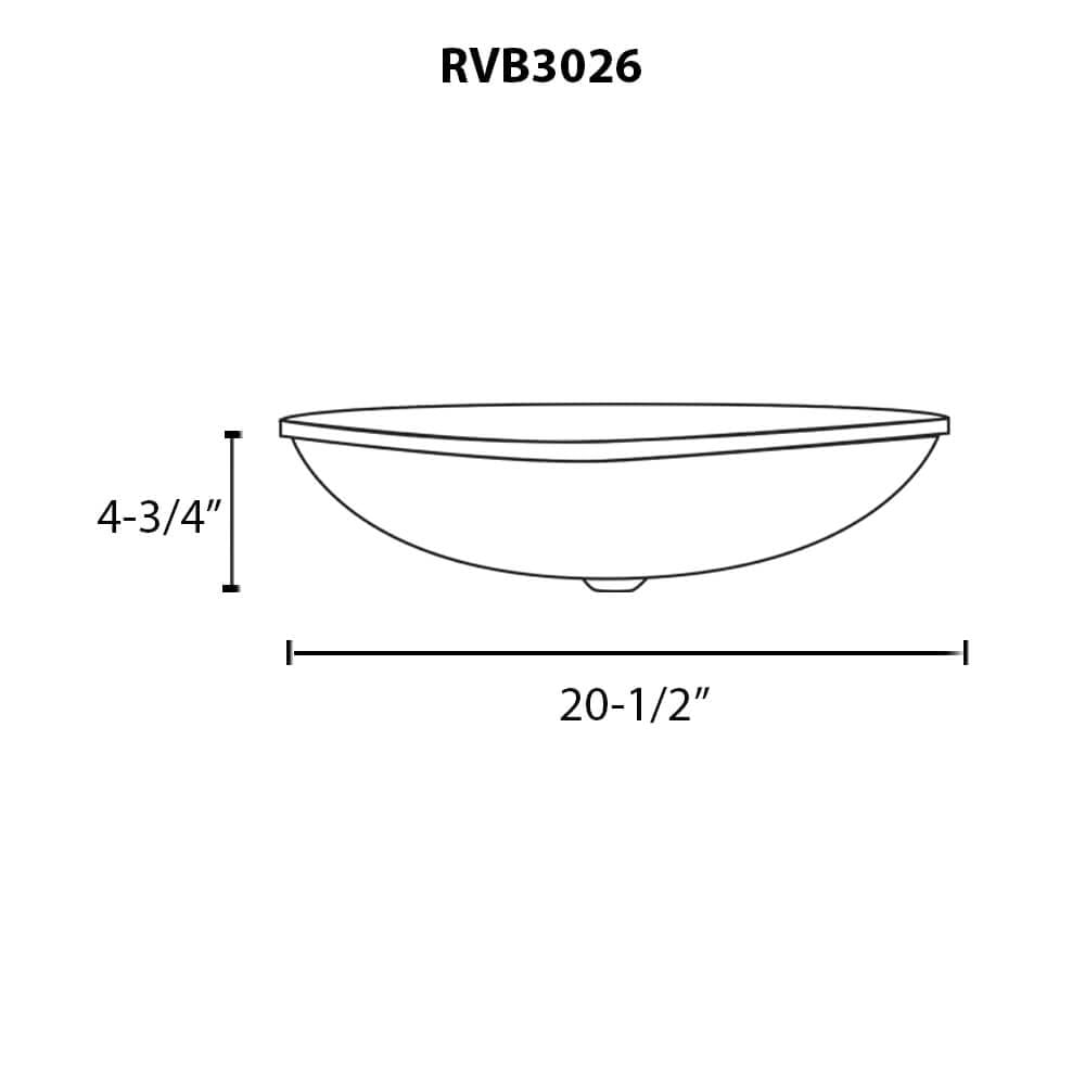 Dimensions Image for Ruvati 20 inch Murano Glass Art Drop In Round Decorative Pattern Bathroom Sink, Nautilus Brown, RVB3026