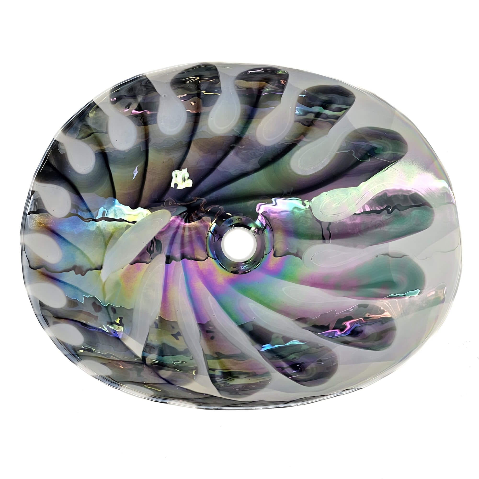 Alternative View of Ruvati 19 inch Murano Glass Art Vessel Seashell Decorative Pattern Bathroom Sink, Spira Luxe Pearl White, RVB3031