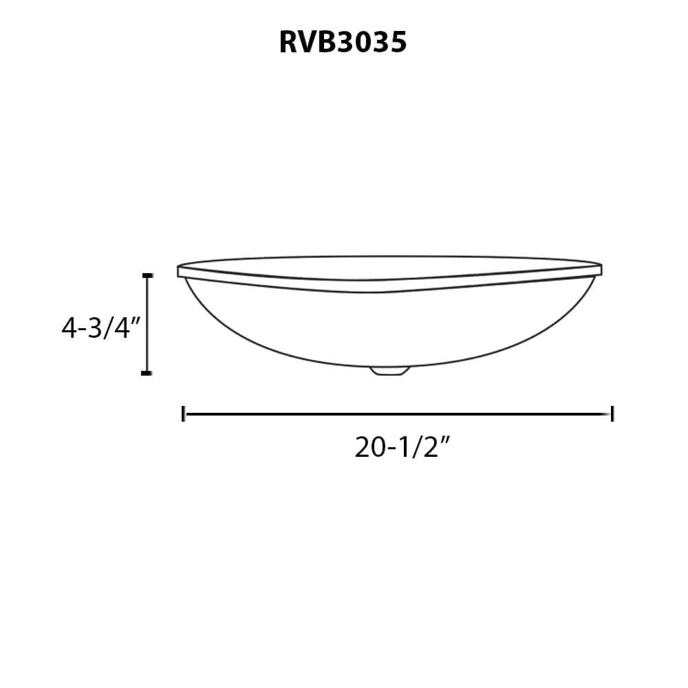 Dimensions Image for Ruvati 20 inch Murano Glass Art Drop In Round Decorative Pattern Bathroom Sink, Spira Luxe Pearl White , RVB3035