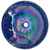 Ruvati 16 inch Murano Glass Art Vessel Circle Decorative Pattern Bathroom Sink, Celestial Blue, RVB3044
