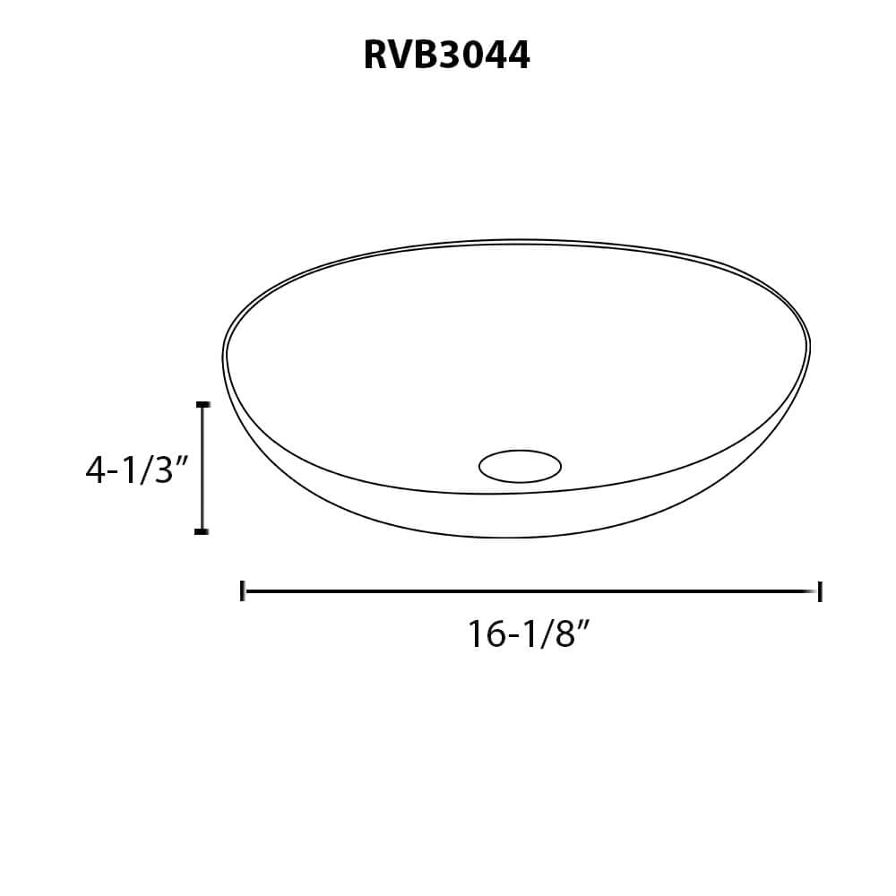 Dimensions Image for Ruvati 16 inch Murano Glass Art Vessel Circle Decorative Pattern Bathroom Sink, Celestial Blue, RVB3044