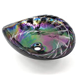 Ruvati 19 inch Murano Glass Art Vessel Seashell Decorative Pattern Bathroom Sink, Cosmic Black, RVB3048