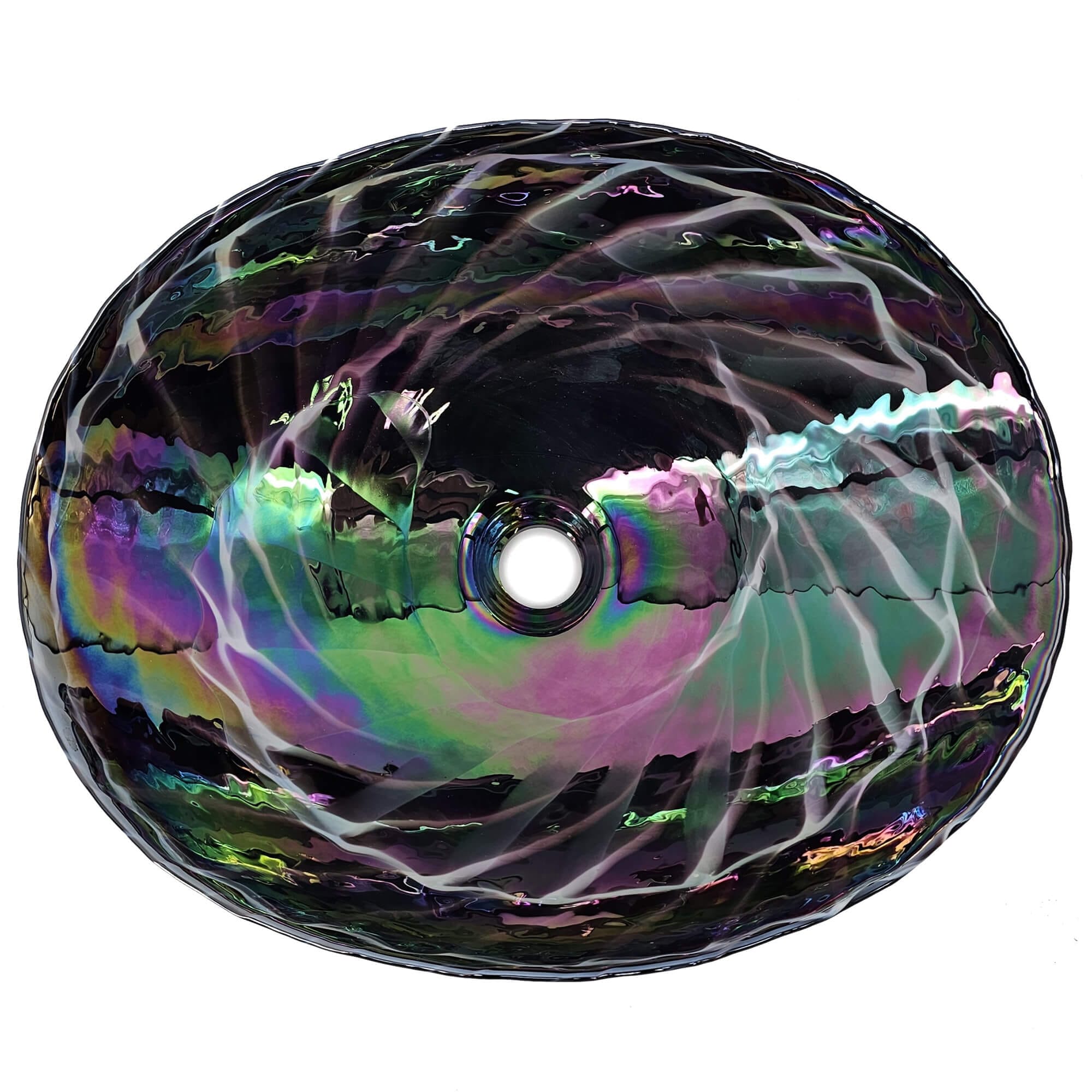 Alternative View of Ruvati 19 inch Murano Glass Art Vessel Seashell Decorative Pattern Bathroom Sink, Cosmic Black, RVB3048