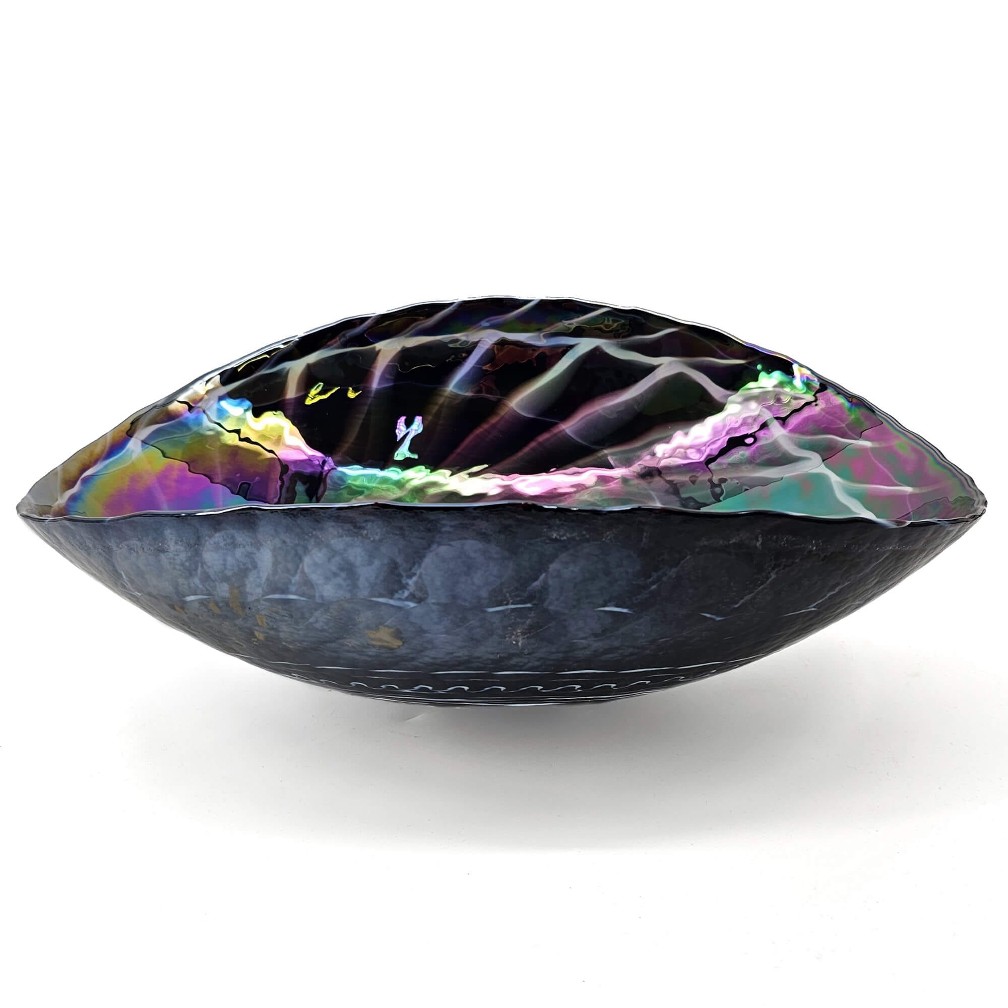 Alternative View of Ruvati 19 inch Murano Glass Art Vessel Seashell Decorative Pattern Bathroom Sink, Cosmic Black, RVB3048