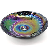 Ruvati 16 inch Murano Glass Art Vessel Circle Decorative Pattern Bathroom Sink, Cosmic Black, RVB3049