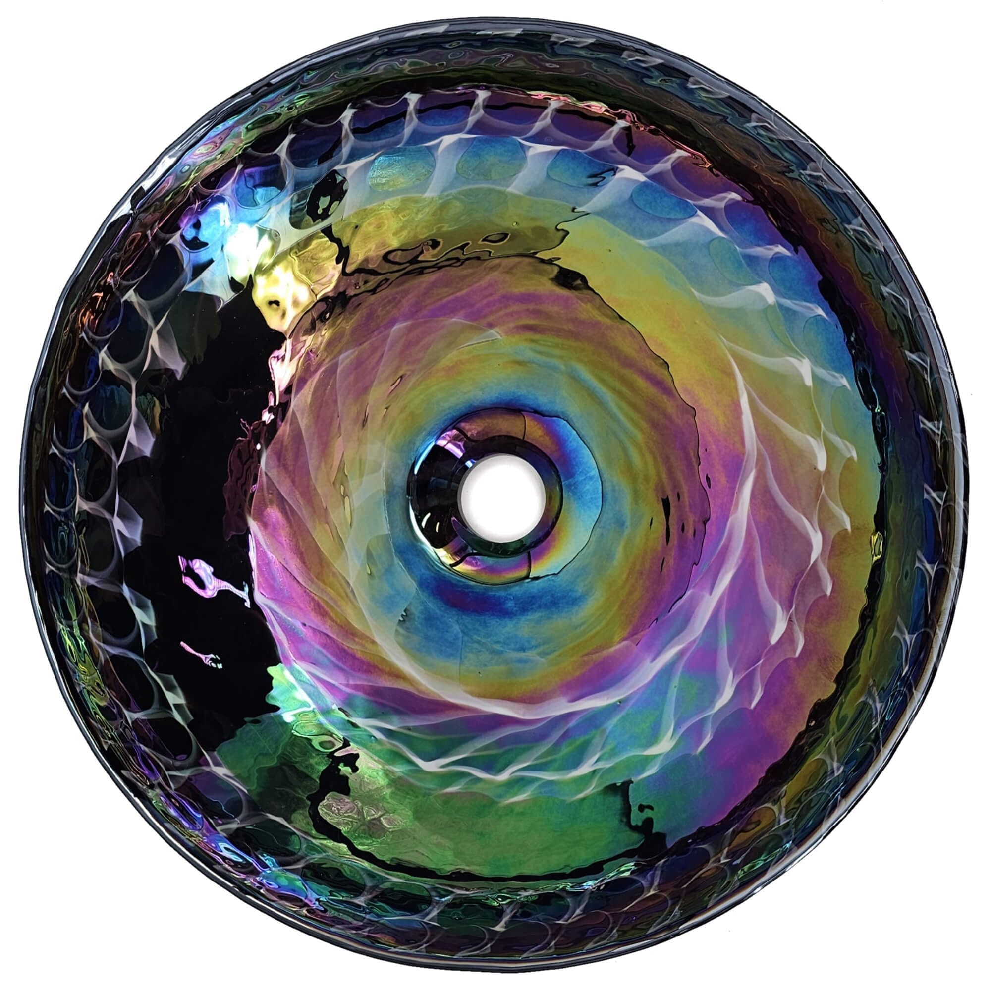 Alternative View of Ruvati 16 inch Murano Glass Art Vessel Circle Decorative Pattern Bathroom Sink, Cosmic Black, RVB3049