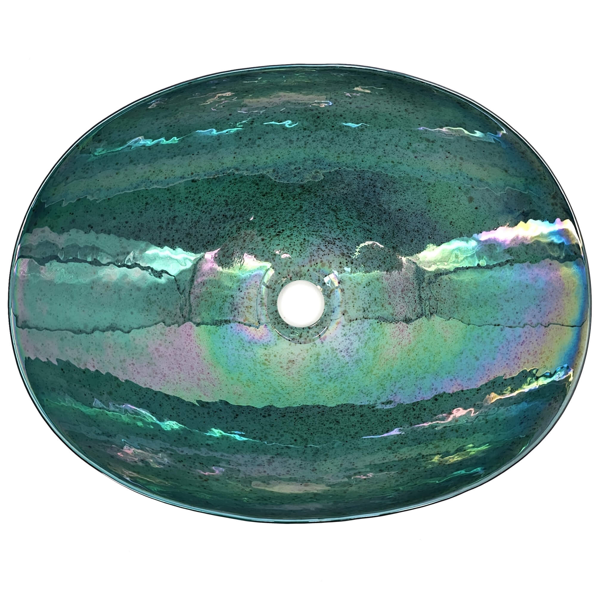 Alternative View of Ruvati 19 inch Murano Glass Art Vessel Seashell Decorative Pattern Bathroom Sink, Seafoam Green, RVB3056
