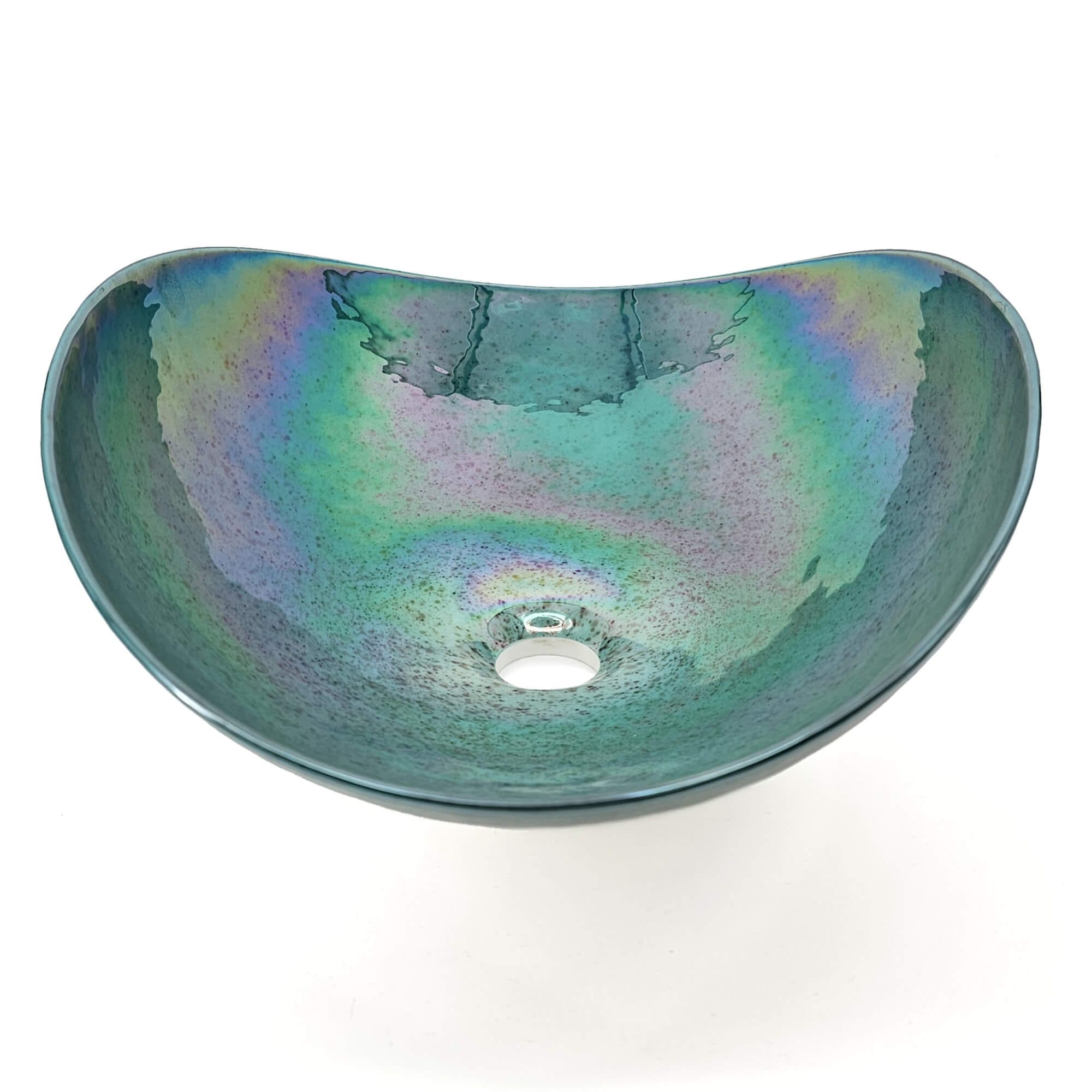 Alternative View of Ruvati 19 inch Murano Glass Art Vessel Seashell Decorative Pattern Bathroom Sink, Seafoam Green, RVB3056