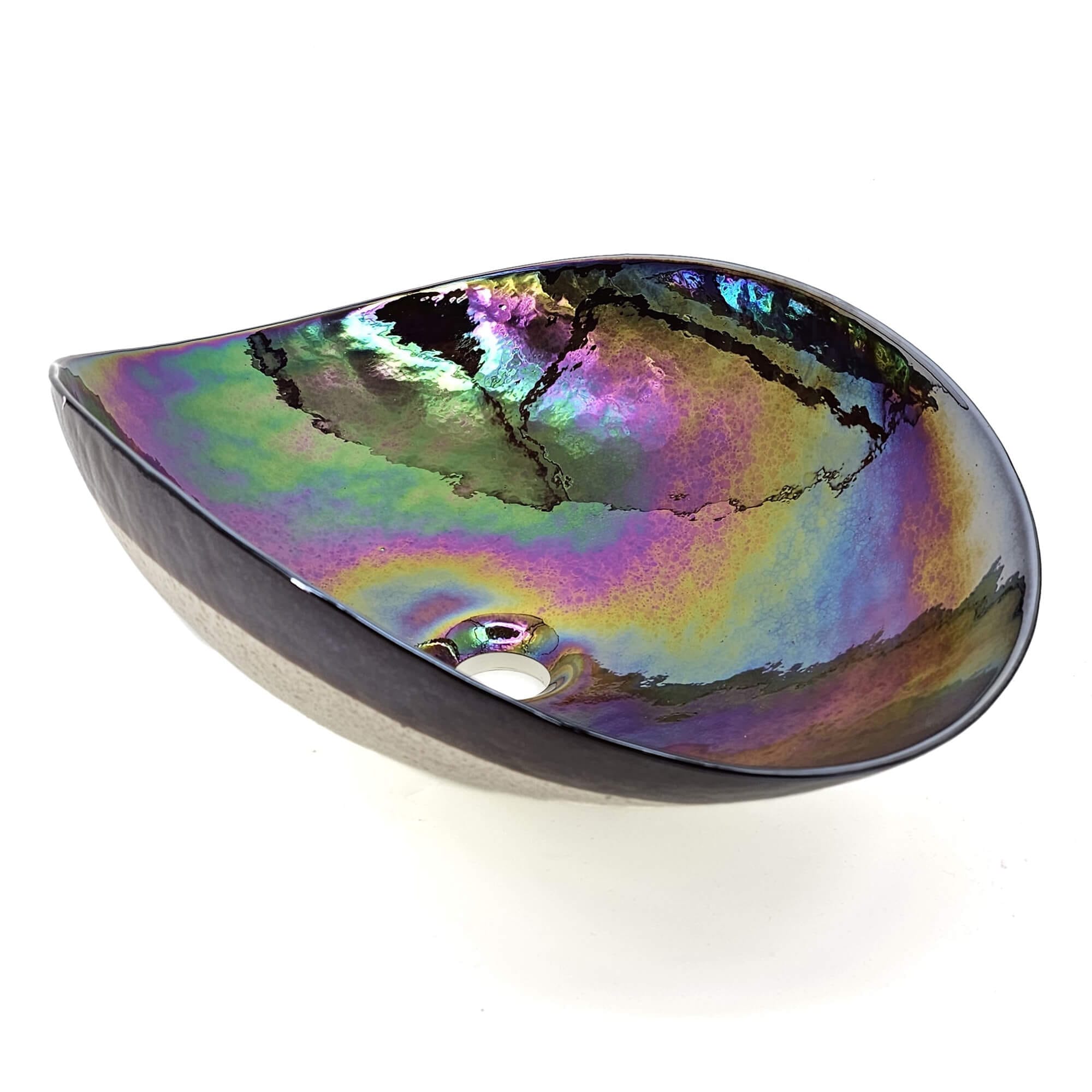 Alternative View of Ruvati 19 inch Murano Glass Art Vessel Seashell Decorative Pattern Bathroom Sink, Chestnut Brown, RVB3057