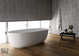 Main Image of Ruvati 66-inch Matte White epiStone Solid Surface Oval Freestanding Bath Tub Canali, RVB6719WH